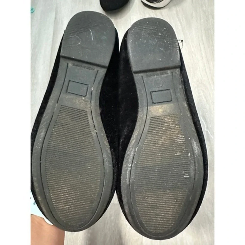 Gymboree Mary Jane Flats Girls 13 Black Good Velvet Silver Glitter Bow T-Strap